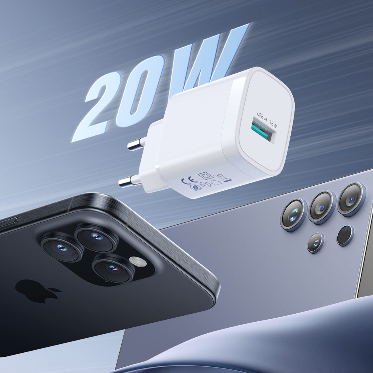 Joyroom JR-TF4 18W USB-A Wall Charger - White - imagine 4