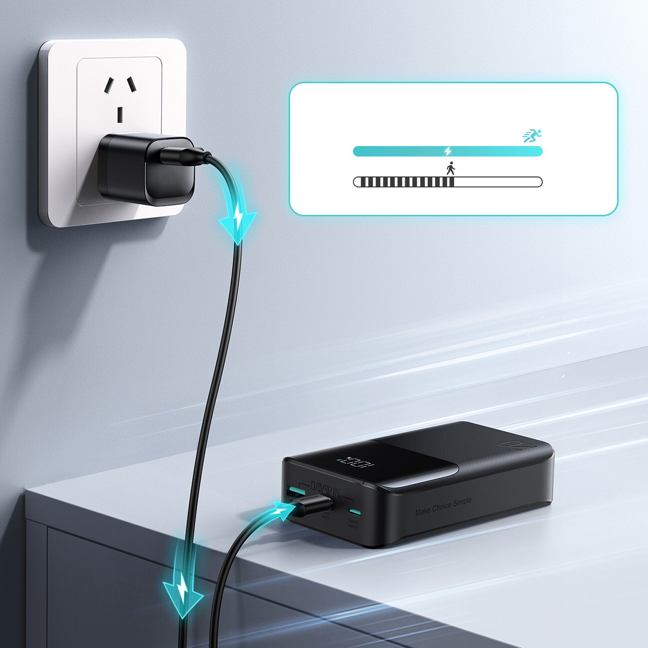 Joyroom JR-QP192 Star Series Mini 20000mAh 22.5W Powerbank with Digital Display - Black - imagine 9