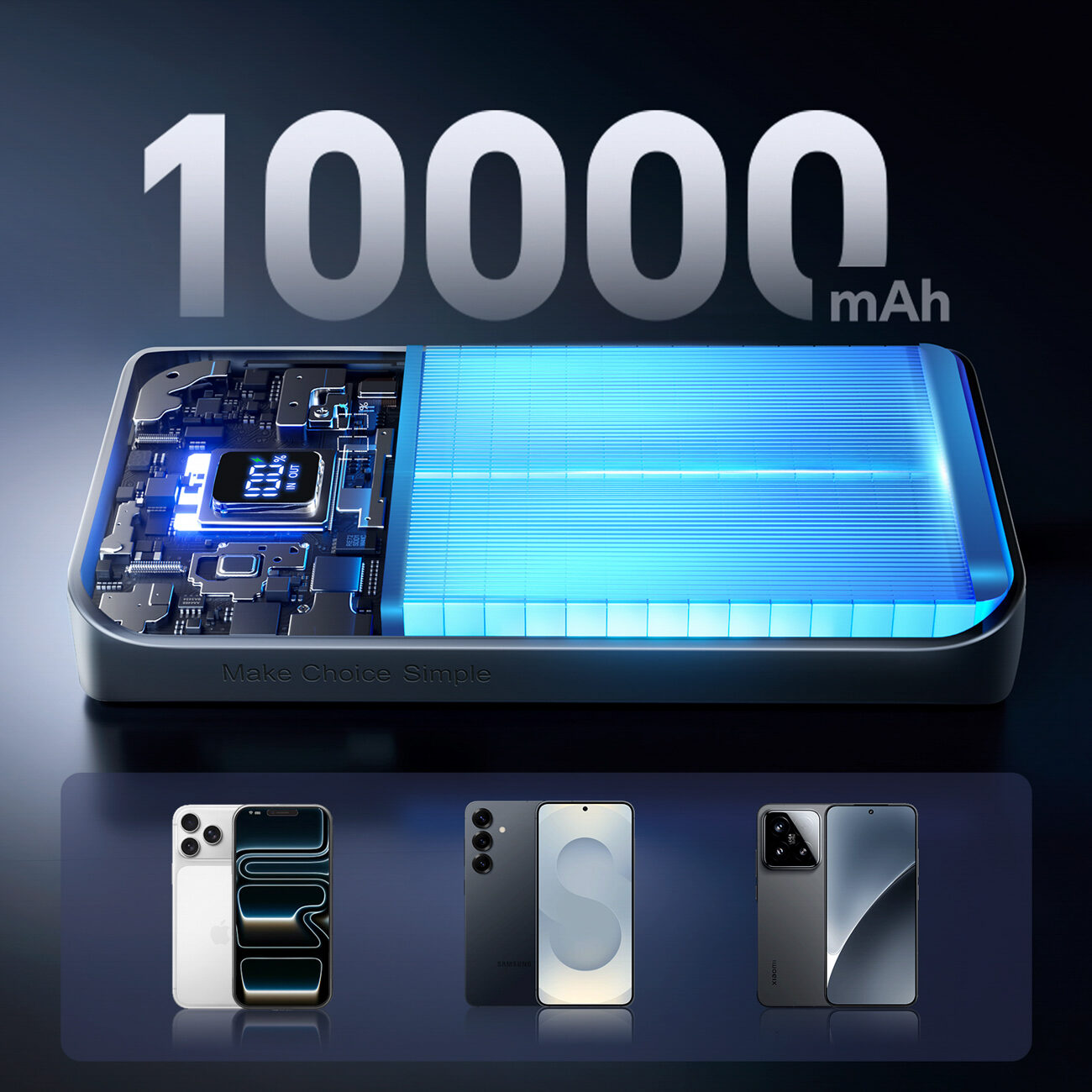 Joyroom JR-QP191 Star Series Mini 10000mAh 22.5W Powerbank with Digital Display - Black - imagine 10
