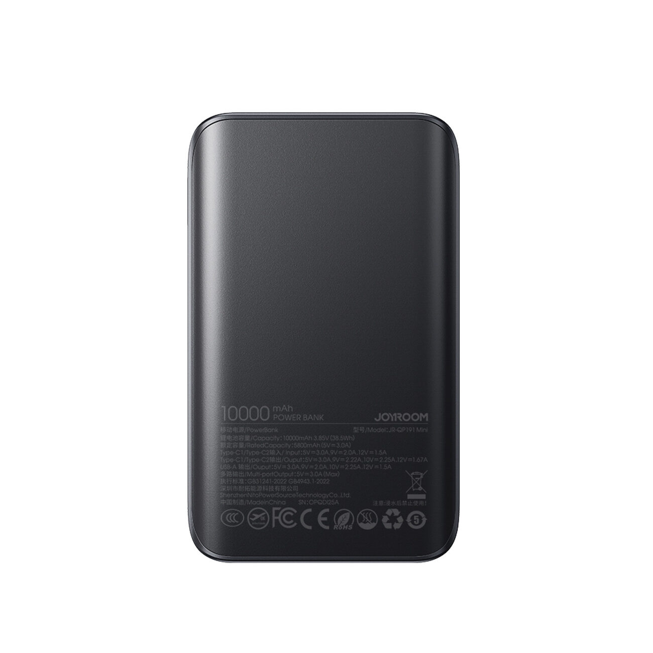 Joyroom JR-QP191 Star Series Mini 10000mAh 22.5W Powerbank with Digital Display - Black - imagine 7