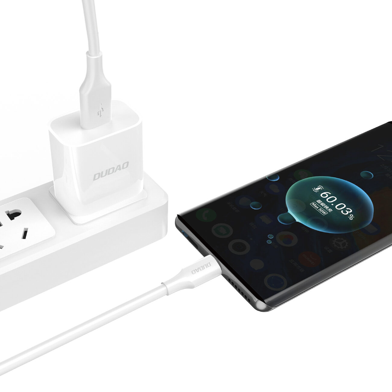 Dudao L2SM USB-A / micro USB 6A cable 1.2 m - white - imagine 2