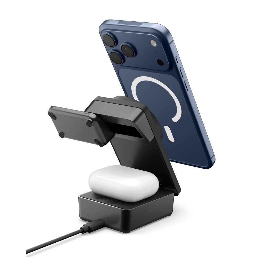 Spigen Essential Qi2.2 25W 3in1 MagSafe Magnetic Wireless Charger - Black - imagine 3