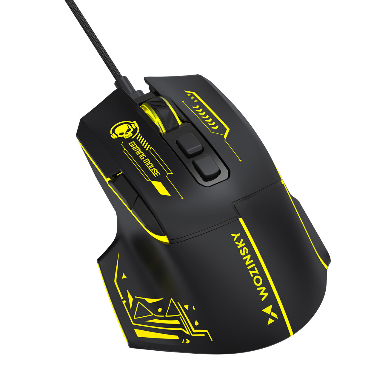 Wozinsky WMGK-1181W Wired Optical Gaming Mouse 7200 DPI with Backlight - Black and Yellow - imagine 7