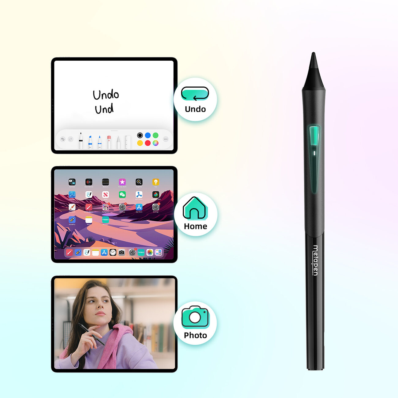 Metapen Pencil D1 stylus for iPad - black - imagine 5