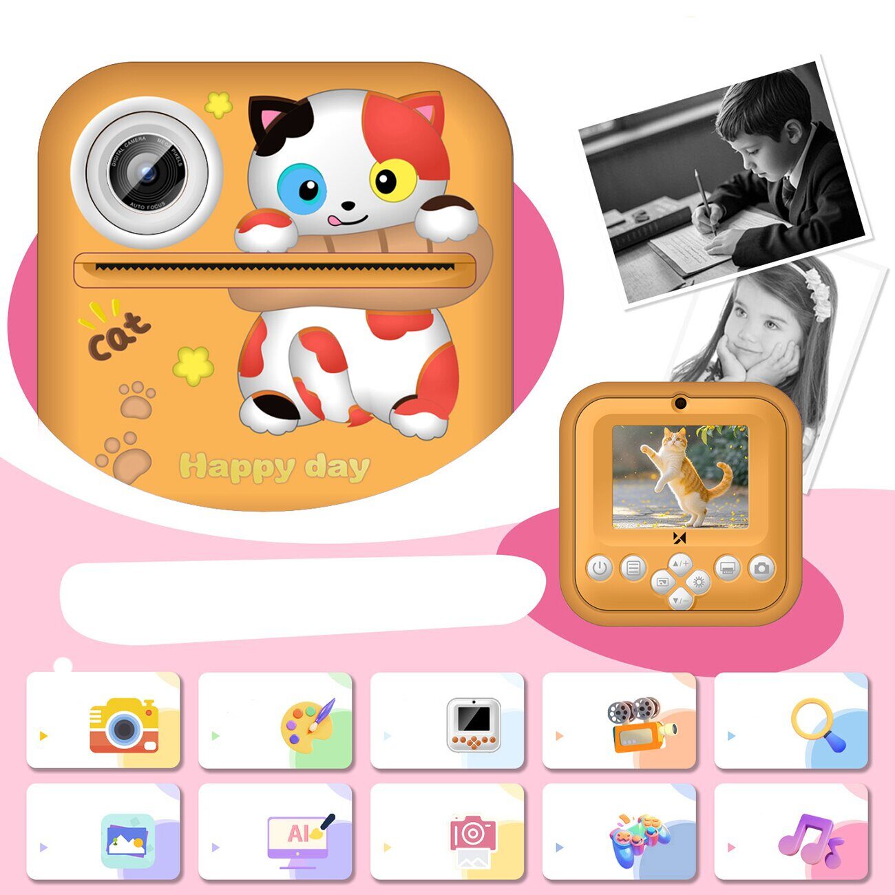 Wozinsky WDT-05 Thermal Printer Camera for Kids - Orange - imagine 5