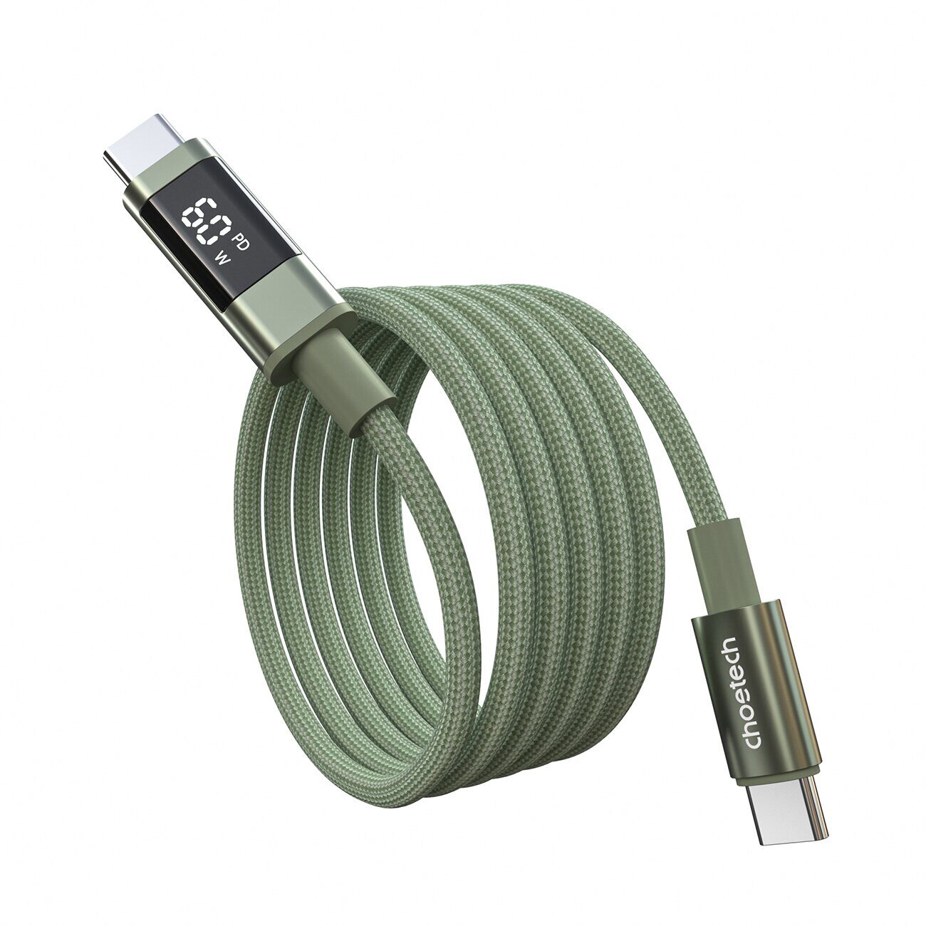 Choetech XCC-1068 PD 60W USB-C - USB-C Cable with Display 1.2 m - Green - imagine 2