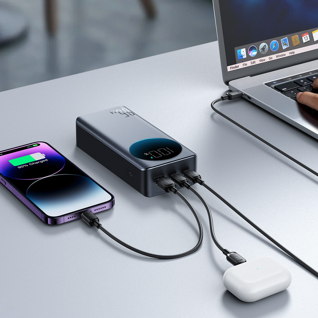 Joyroom JR-PBF05 Pro 30000mAh 65W Powerbank with Digital Display 2x USB-C 1x USB-A - Black - imagine 10