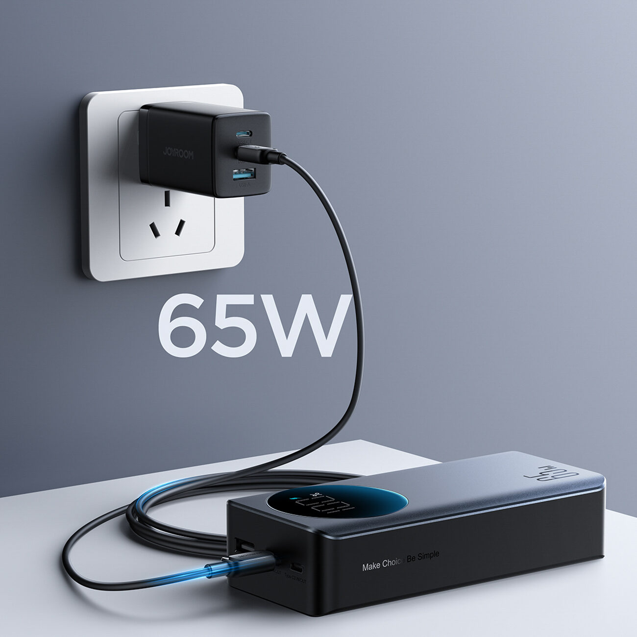 Joyroom JR-PBF05 Pro 30000mAh 65W Powerbank with Digital Display 2x USB-C 1x USB-A - Black - imagine 8