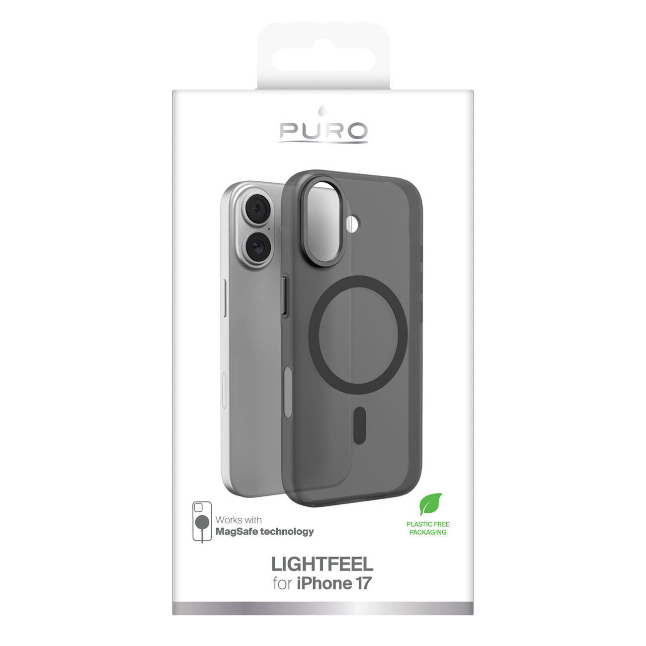 Puro Lightfeel case for iPhone 17 compatible with MagSafe - transparent and black - imagine 2