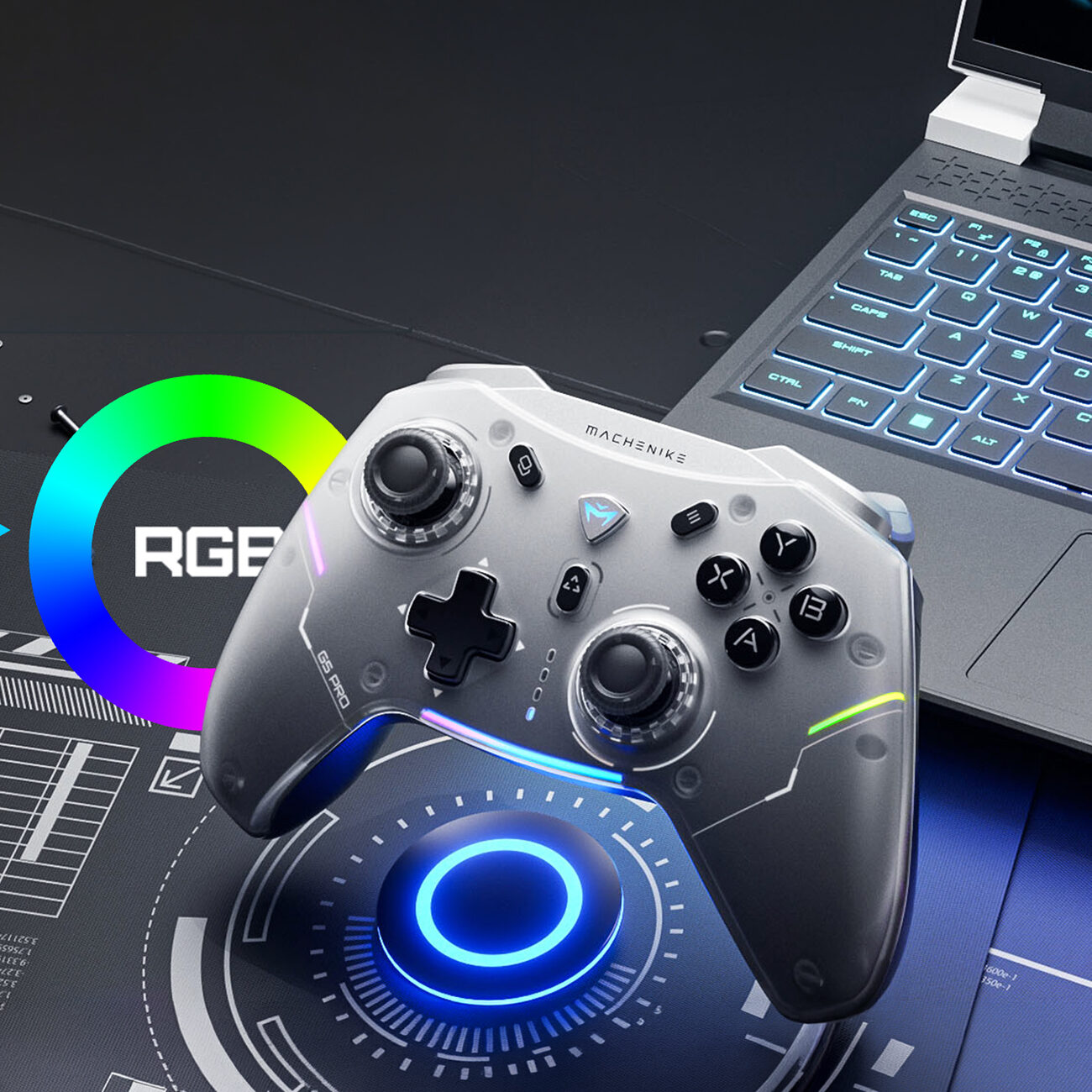 Machenike G5Pro Max Wireless Game Controller with Charging Station - Gray - imagine 3