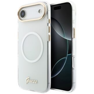 Guess IML Gradient Script Metal MagSafe Case for iPhone Air - White
