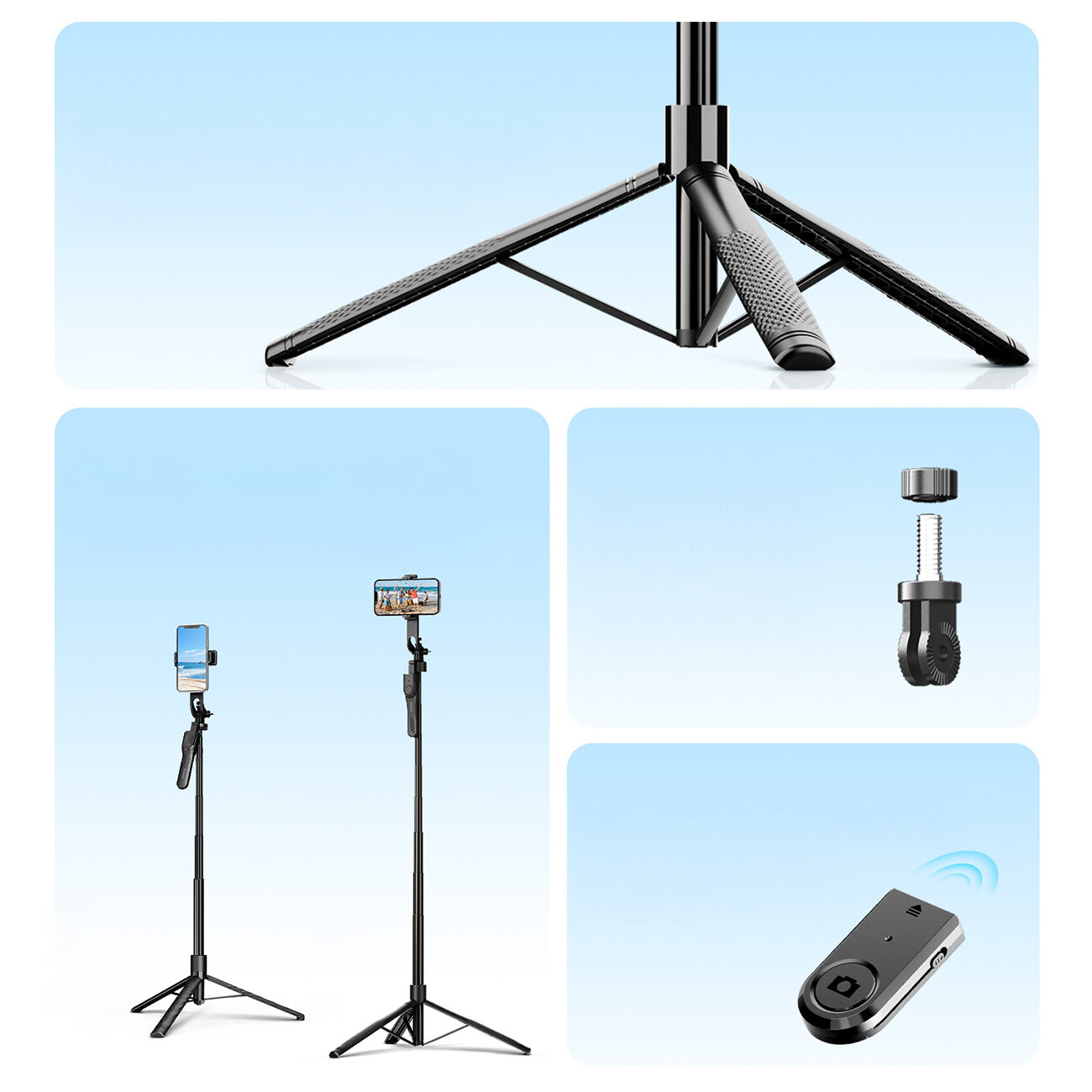Selfie stick Orico SPM175 tripod 1/4" for phone camera with 360 degree rotation Bluetooth 5.2 - black - imagine 4