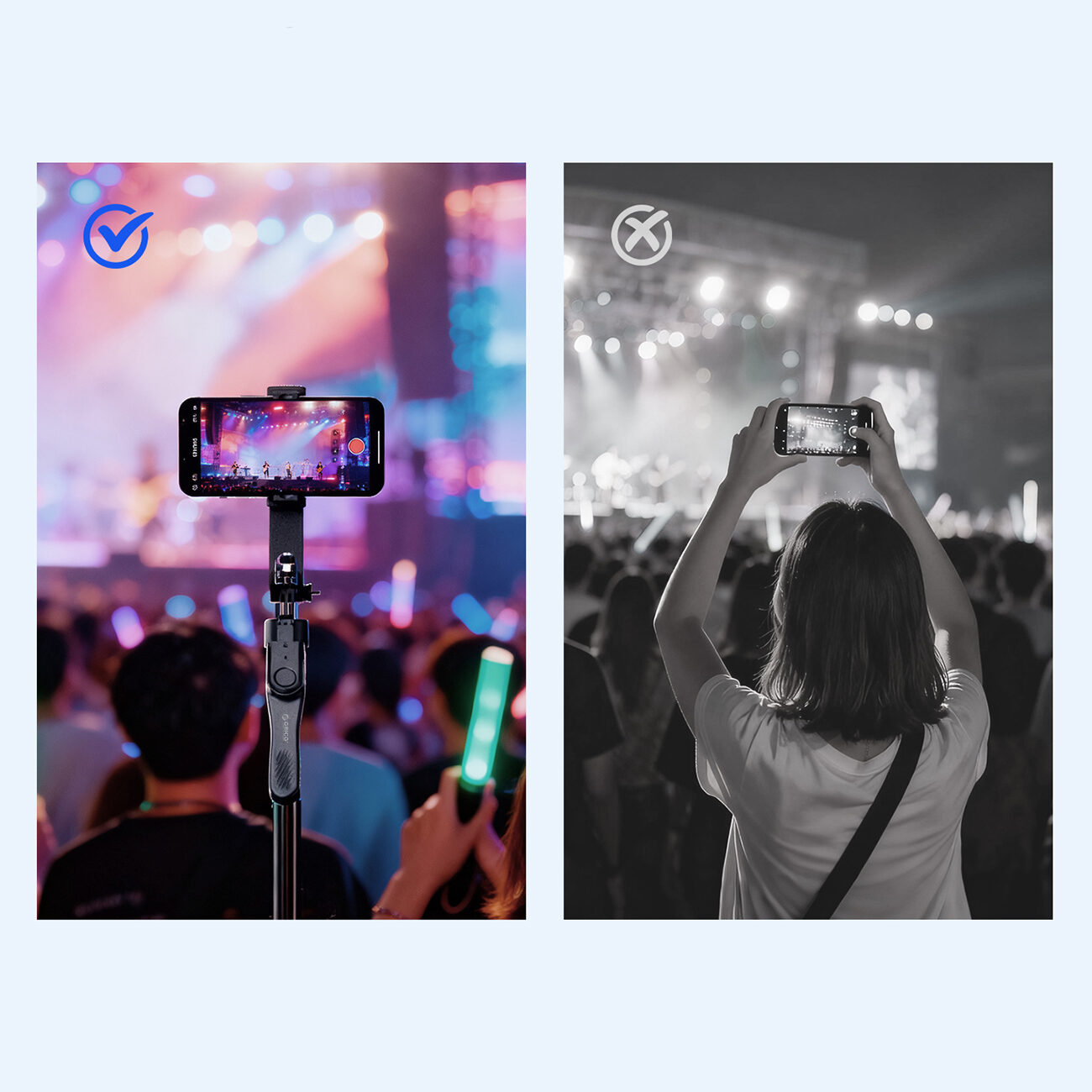 Selfie stick Orico SPM215 tripod 1/4" for phone camera with 360-degree rotation Bluetooth 5.2 - black - imagine 2