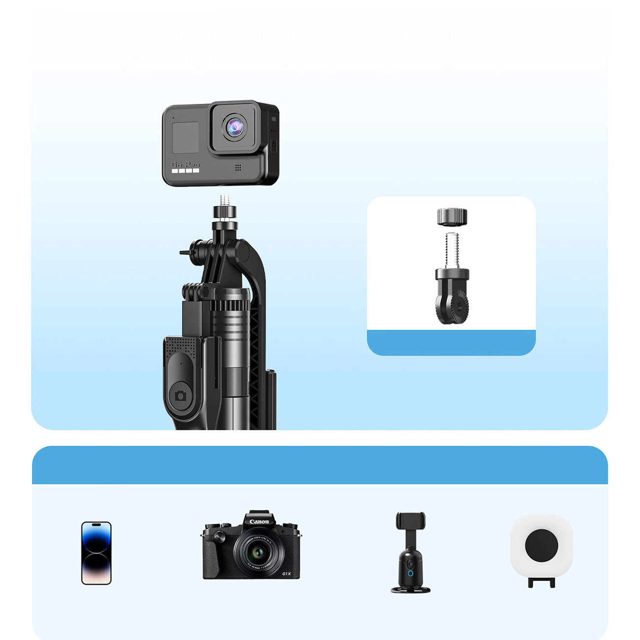 Selfie stick Orico SPM215 tripod 1/4" for phone camera with 360-degree rotation Bluetooth 5.2 - black - imagine 7