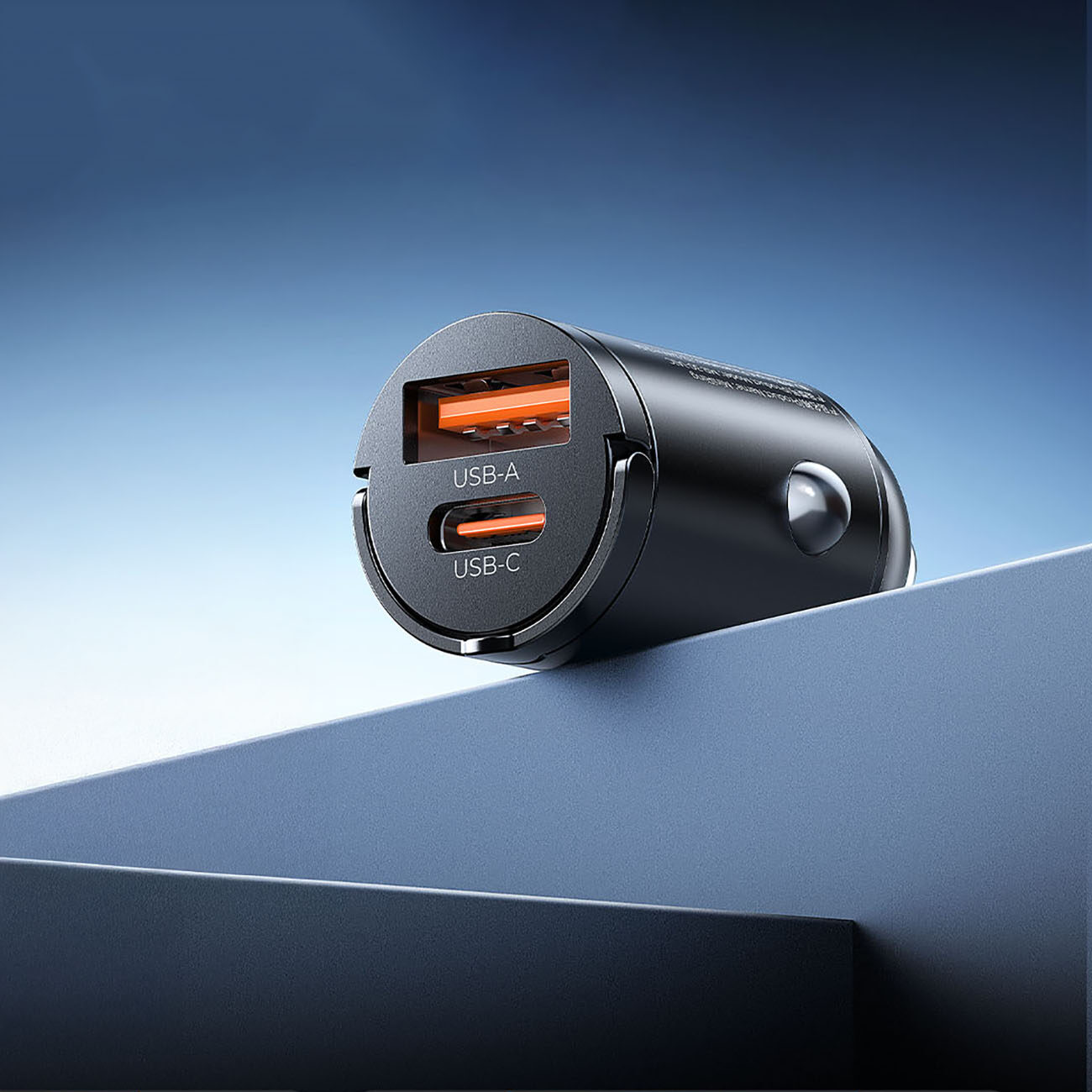 Orico MiniRing 30W USB-A + USB-C Car Charger - Black - imagine 4
