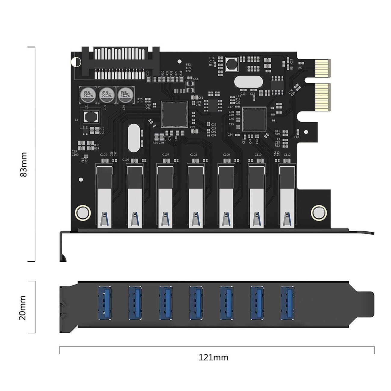 Orico PVU3 PCI-E 7x USB 3.0 Expansion Card for Desktop - Black - imagine 8