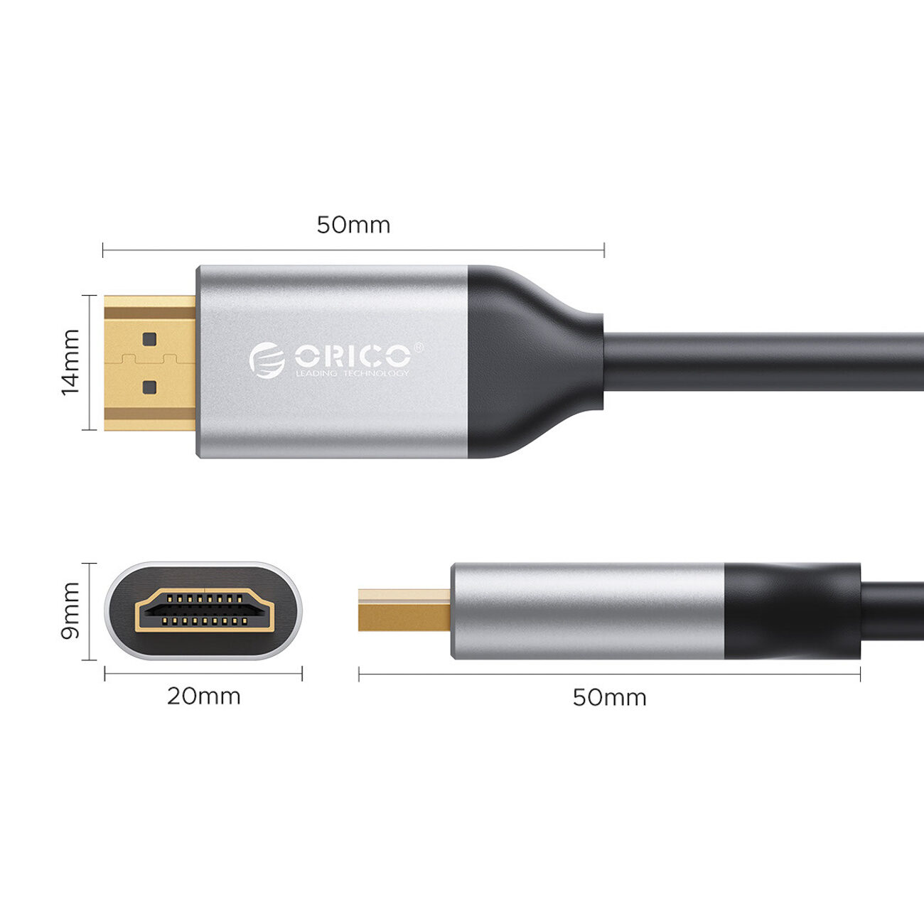Orico H4Y1 HDMI 2.0 4K 60 Hz HDMI Cable 8 m - Black - imagine 2