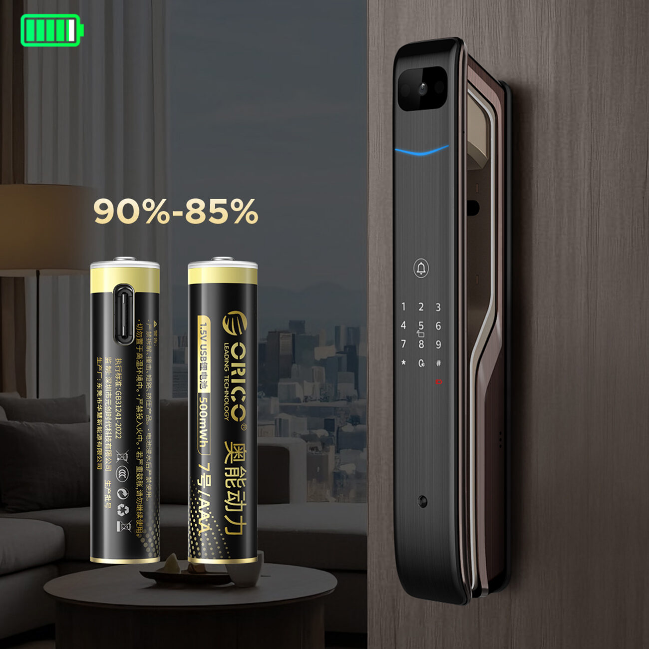Orico Ener-G EG7C lithium battery 1.5V 500mWh AAA USB-C rechargeable battery 4 pcs. - imagine 6