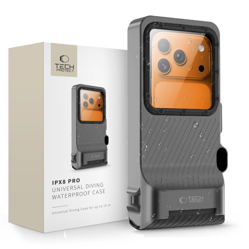 Tech-Protect IPX8 Pro Waterproof Phone Case - Gray and Black