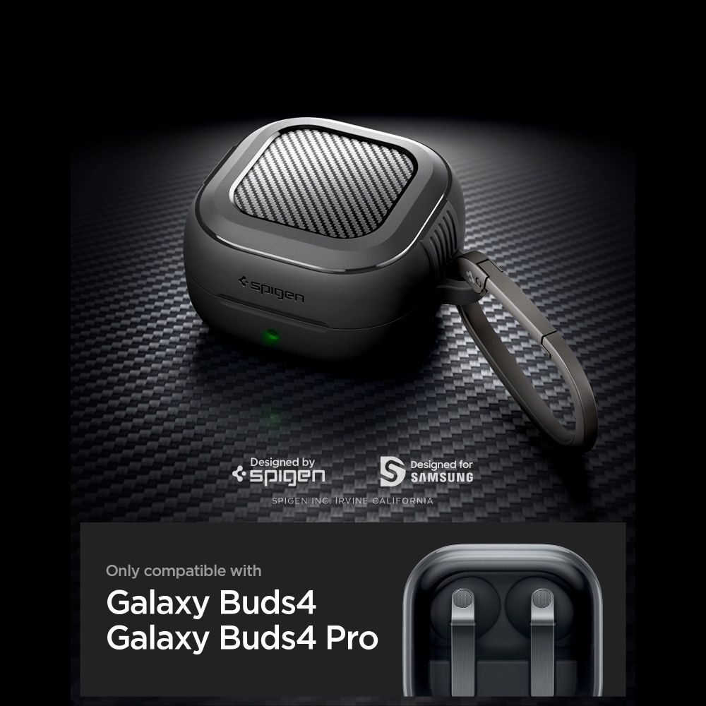 Spigen Rugged Armor Case for Samsung Galaxy Buds 4 / 4 Pro - Matte Black - imagine 6