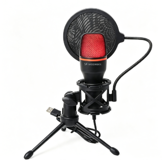 Wozinsky WM-W111 wired studio gaming microphone on a stand with RGB backlight - black