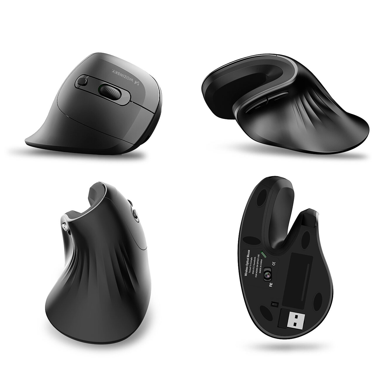 Wozinsky WWM-1076 Wireless Vertical Ergonomic Mouse 3600 DPI - Black - imagine 8