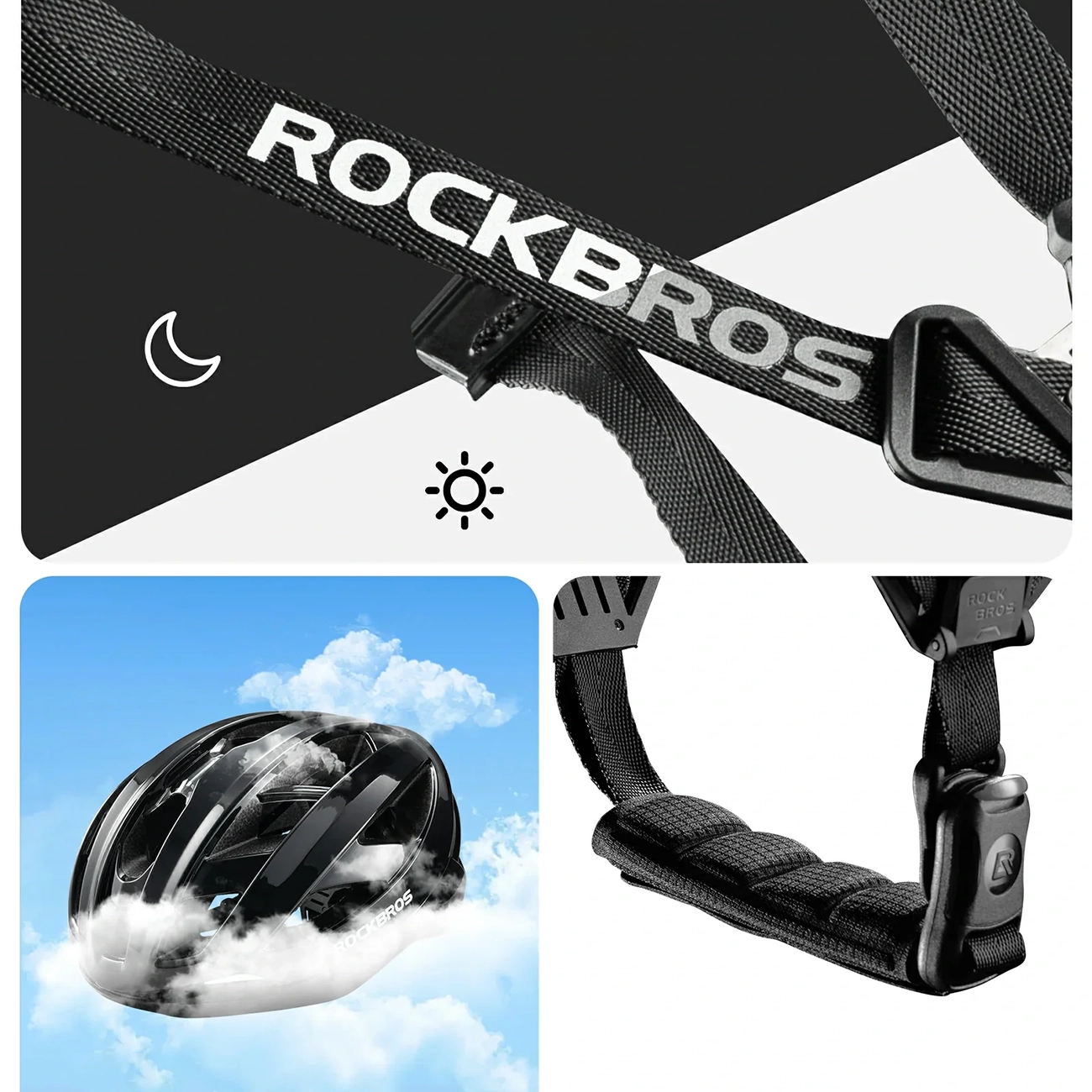 Rockbros LK-69 Bike Helmet with Reinforced Frame 58-62 cm - Black - imagine 6