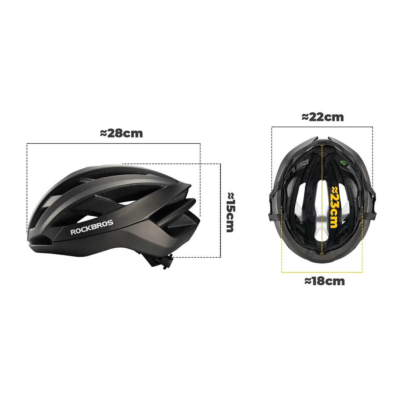 Rockbros LK-69 Bike Helmet with Reinforced Frame 58-62 cm - Black - imagine 7