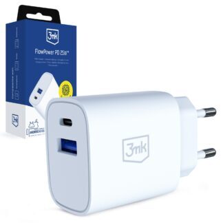 3mk FlowPower 25W 1A1C PD QC4+ Wall Charger - White