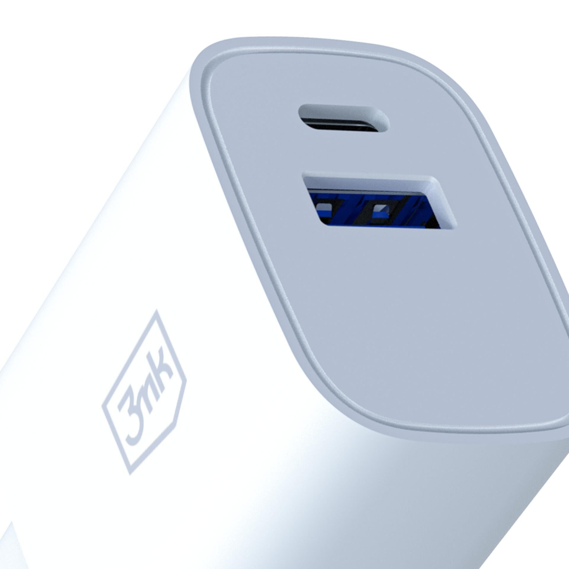 3mk FlowPower 30W 1A1C PD 3.0 QC4+ Wall Charger - White - imagine 3