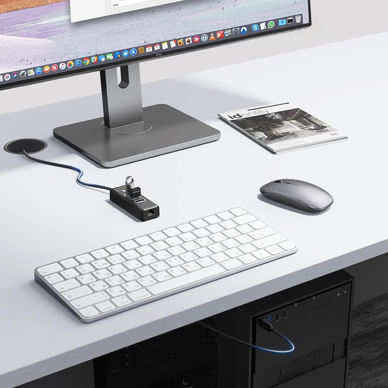 Orico PW3UR25-U3 USB Hub 4-Port 3x USB-A 3.0 1x RJ45 2.5G Ethernet 1 m - Black - imagine 2