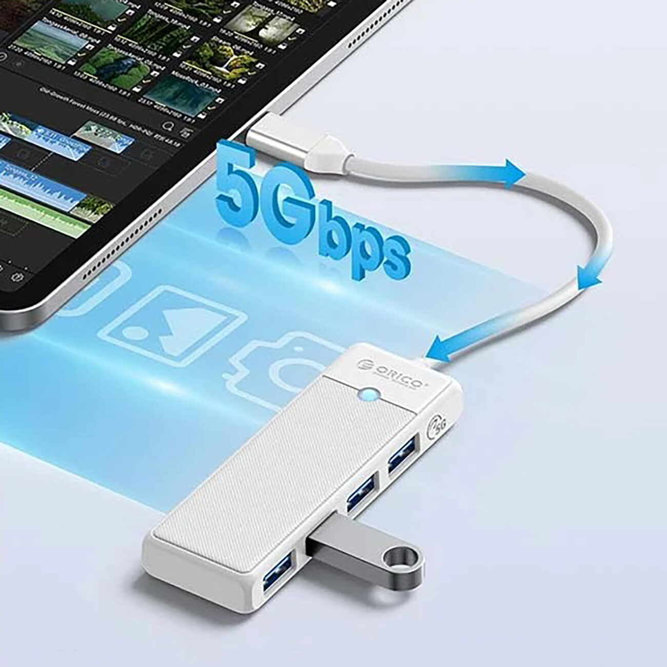 Orico PAPW4A-C3 USB Hub 4-port 4x USB-A 3.0 1 m - white - imagine 3