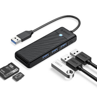 Orico PAPW3AT-U3 USB Hub 4-port 3x USB-A 3.0 with microSD/SD card reader 1 m - black