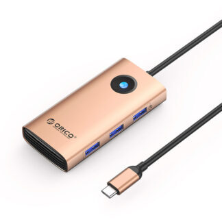 Orico PW11 6in1 USB-C Docking Station 3x USB-A 3.0 1x USB-C PD 100W 1x HDMI 4K 30Hz 1x RJ45 2.5G Ethernet - Rose Gold