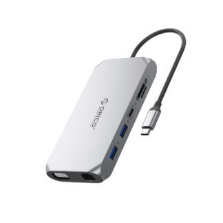 Orico XCR 12in1 USB-C Docking Station 2x USB-A 3.1 1x USB-A 2.0 1x USB-C PD 100W 1x USB-C 3.1 2x HDMI 2.0 4K 60 Hz 1x VGA 1080p 1x SD 3.0 1x microSD 3.0 1x RJ45 Gigabit Ethernet 1x audio CTIA 3.5 mm - Gray