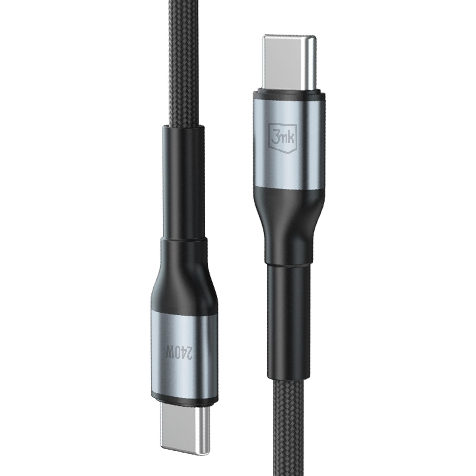 3mk Hyper Cable N-SERIES USB-C / USB-C 1m PD 3.0 QC 3.0 48V / 5A 240W - black - imagine 2