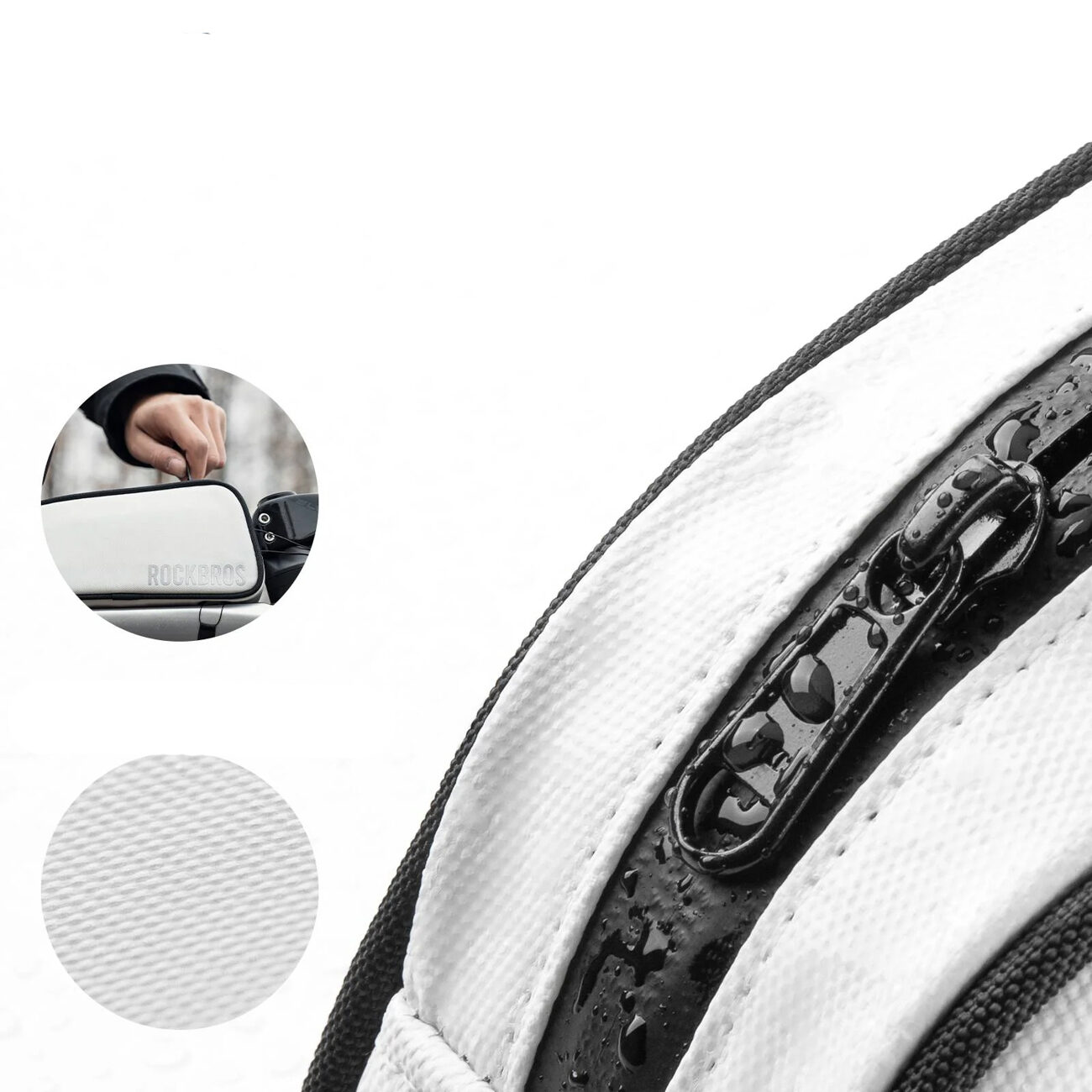 Rockbros TL004 ROAD TO SKY 0.7L Waterproof Frame Bike Bag - White - imagine 5