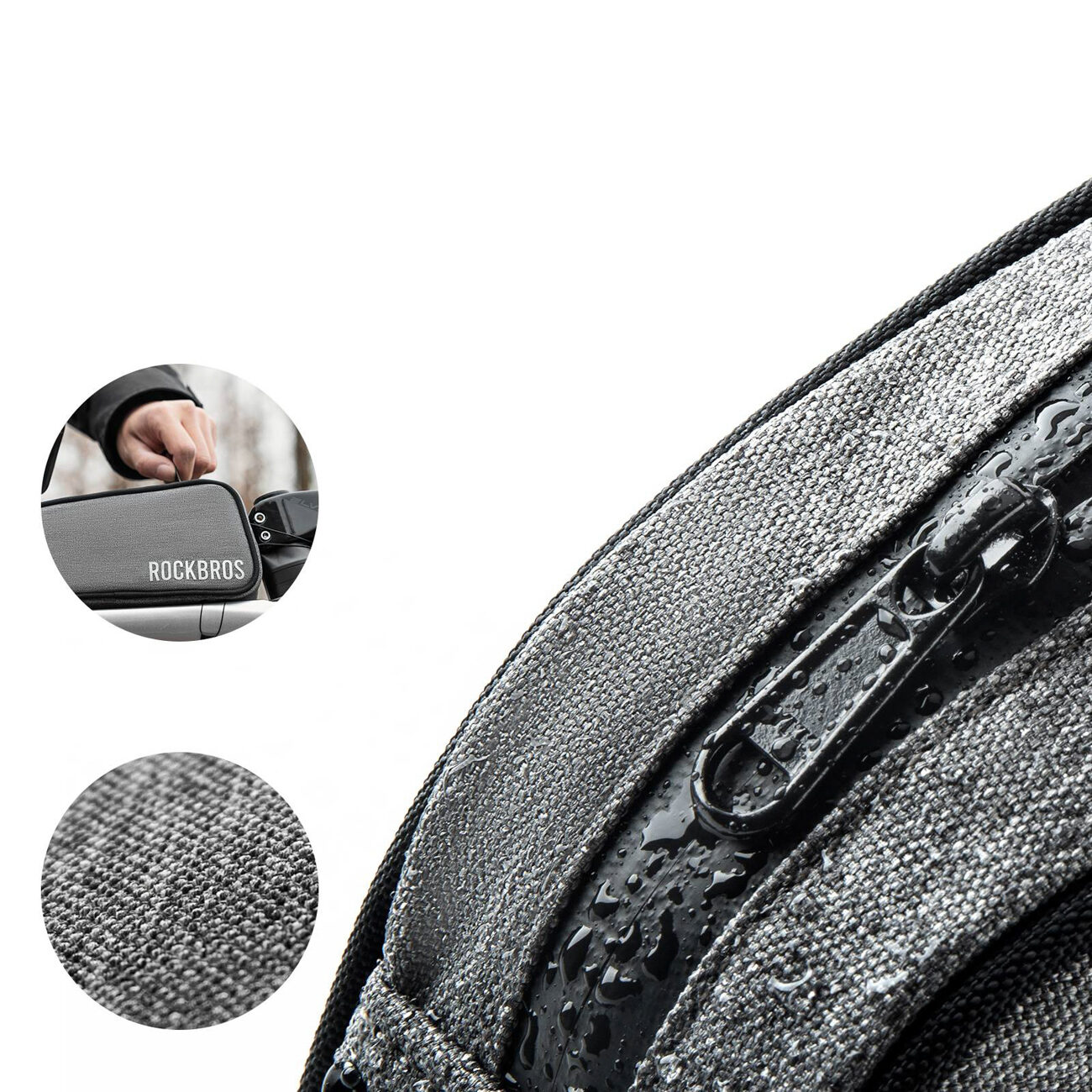 Rockbros TL004 ROAD TO SKY 0.7L Waterproof Frame Bike Bag - Gray - imagine 4