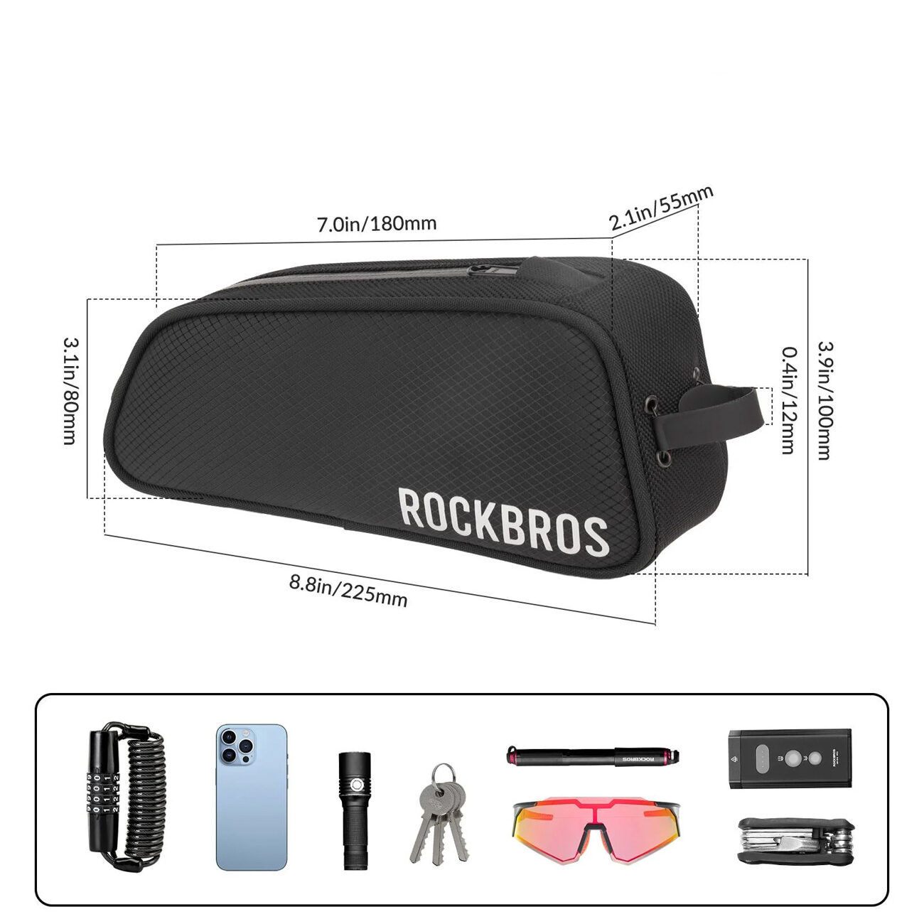 Rockbros TL004 ROAD TO SKY 0.7L Waterproof Frame Bike Bag - Black - imagine 3