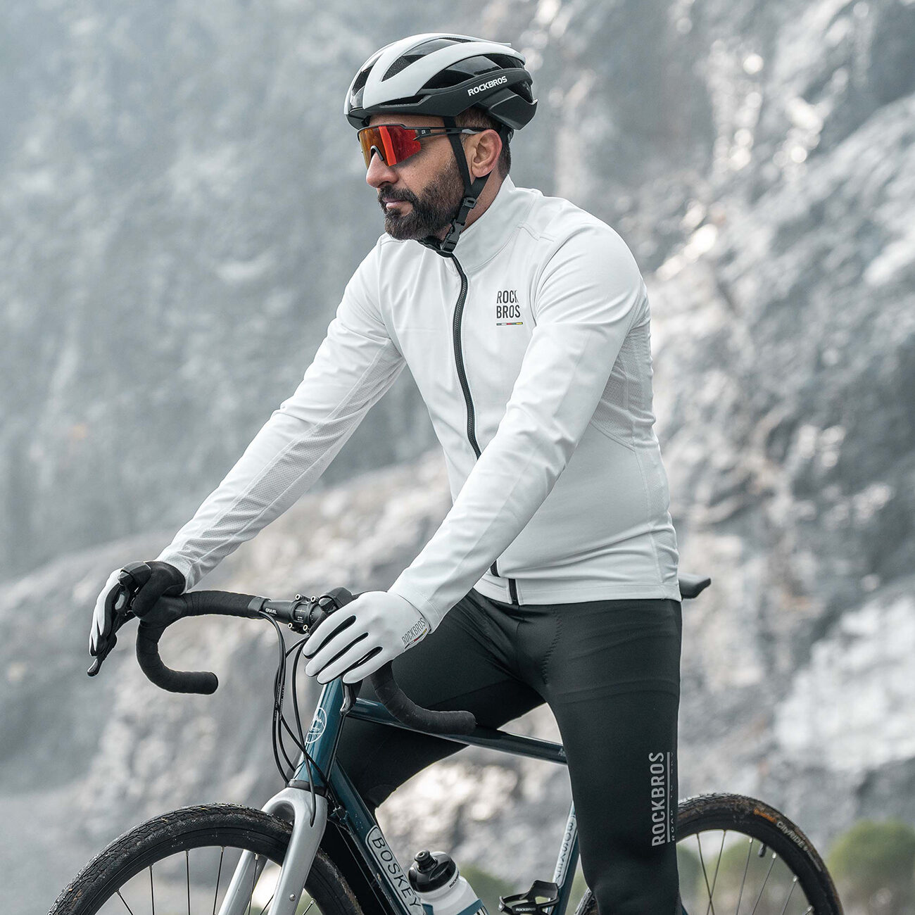 Rockbros TLWT001 ROAD TO SKY windproof insulated cycling jersey M - white - imagine 3