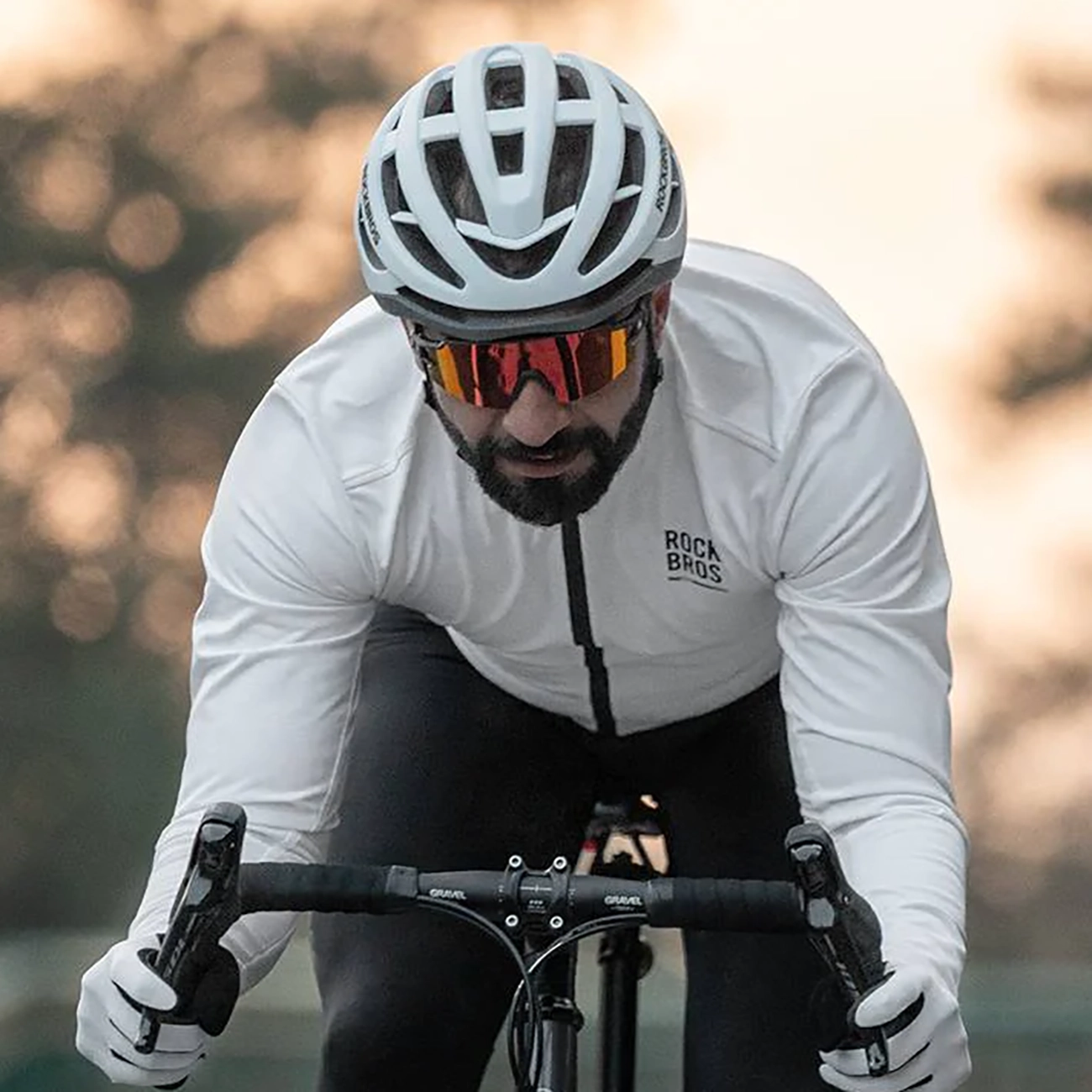 Rockbros TLWT001 ROAD TO SKY windproof insulated cycling jersey M - white - imagine 4