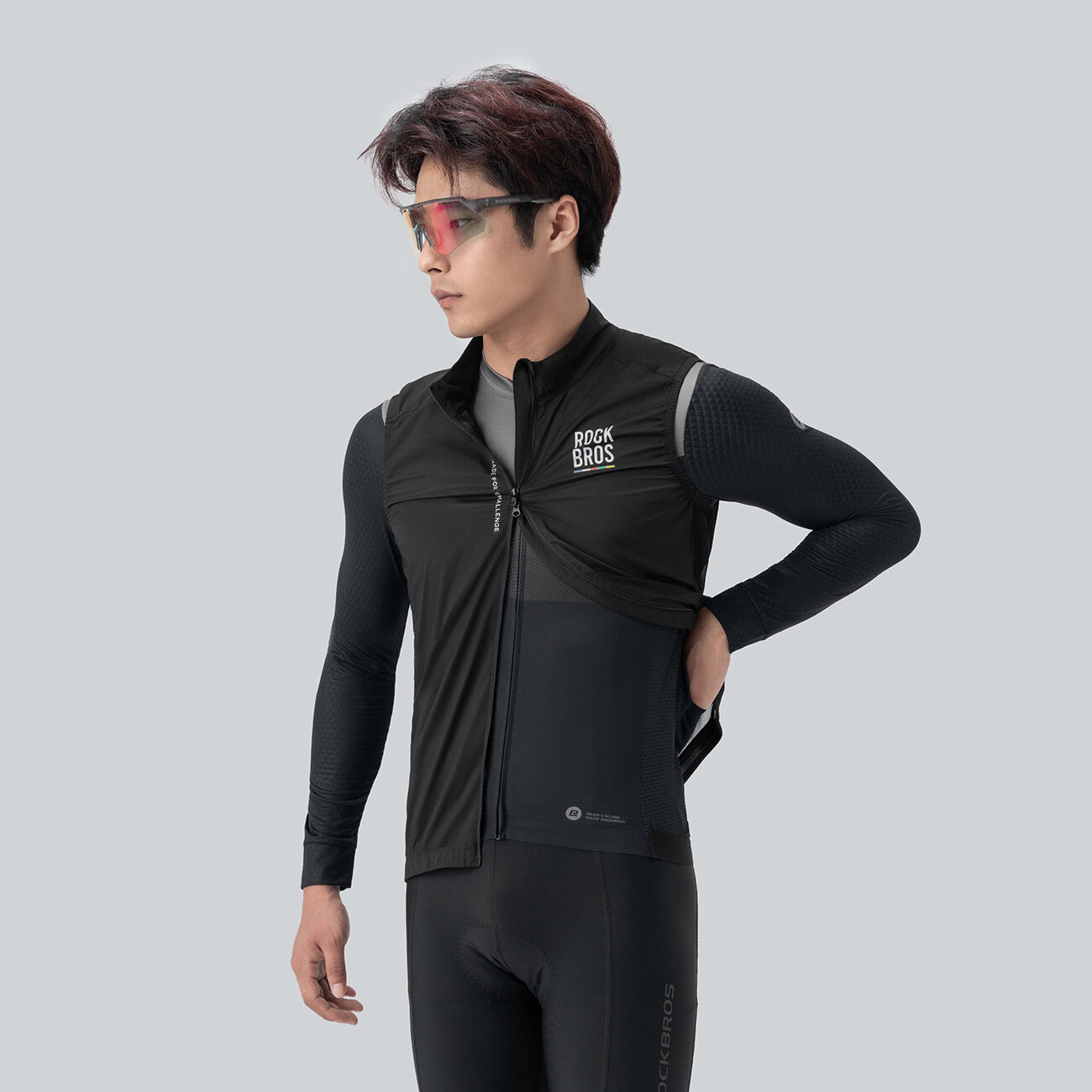 Rockbros TLMJ003-01 ROAD TO SKY men's lightweight breathable cycling vest L - black - imagine 3