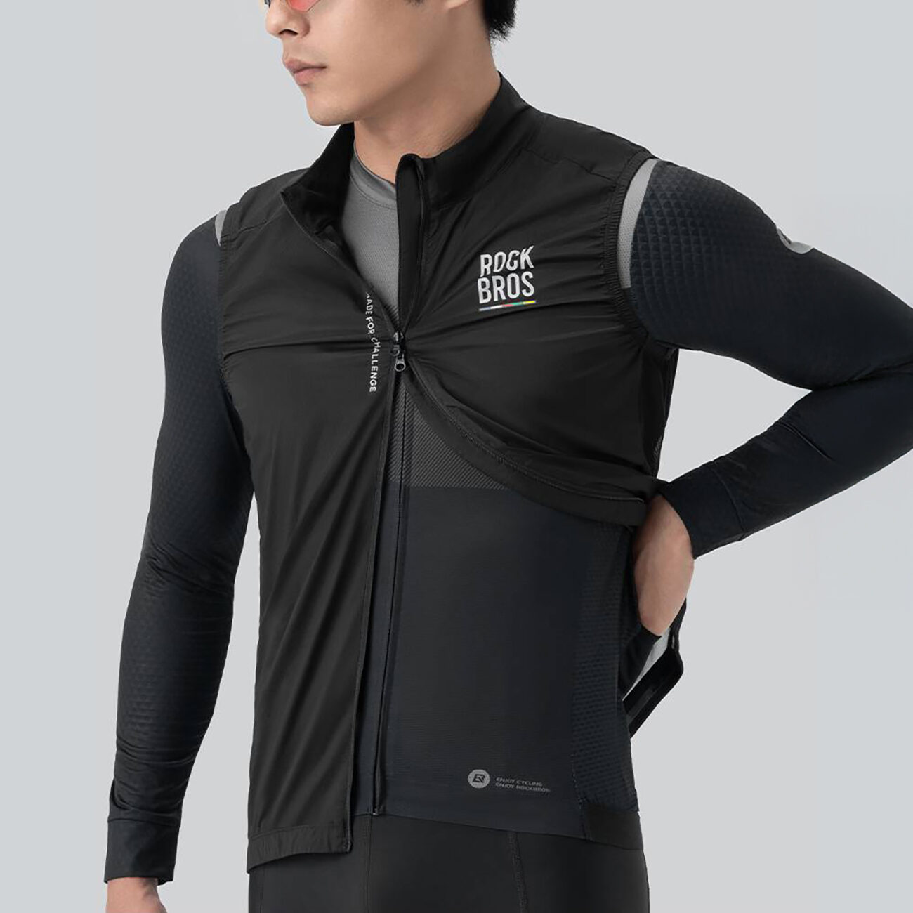 Rockbros TLMJ003-01 ROAD TO SKY men's lightweight breathable cycling vest L - black - imagine 5