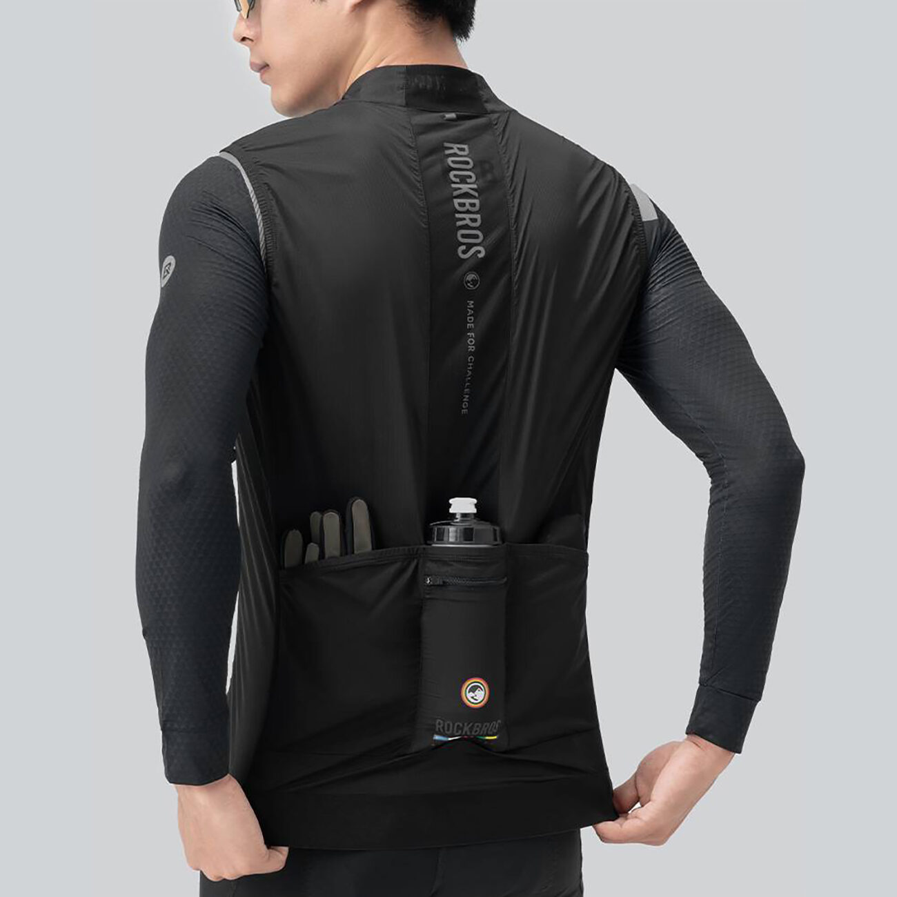 Rockbros TLMJ003-01 ROAD TO SKY men's lightweight breathable cycling vest L - black - imagine 6