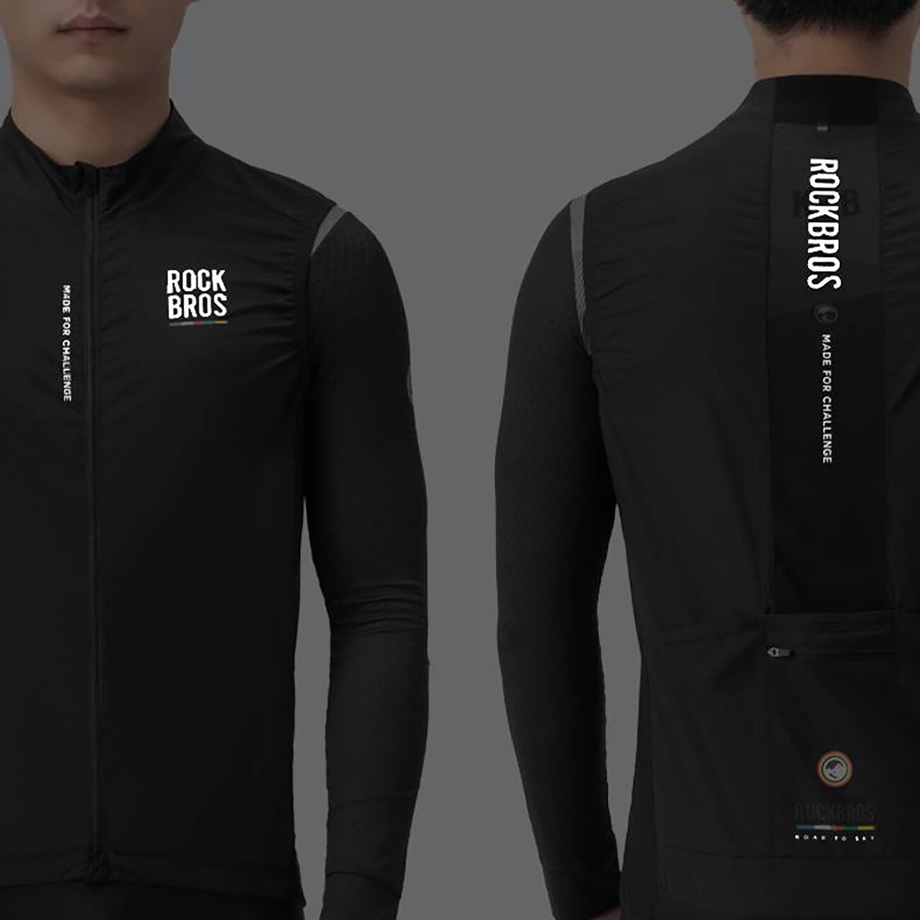 Rockbros TLMJ003-01 ROAD TO SKY men's lightweight breathable cycling vest L - black - imagine 8