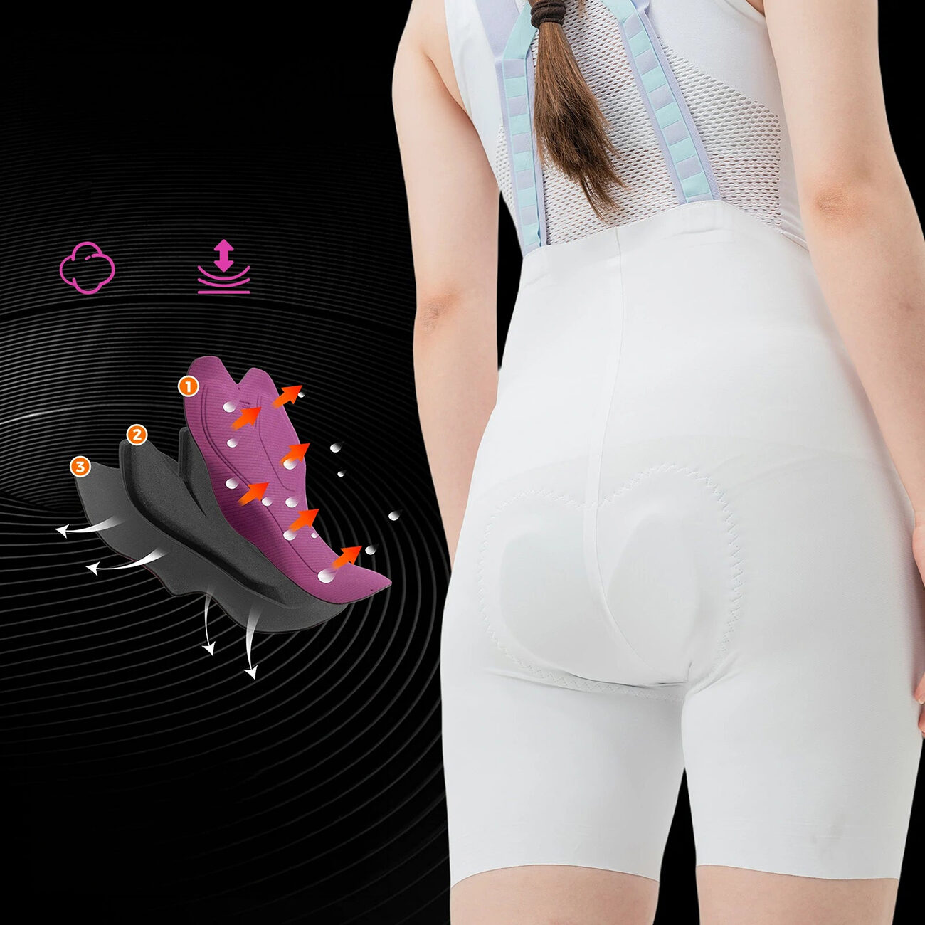 Rockbros YDDK017-1 TVI Women's Cycling Shorts with Bib and Pad Size S - White - imagine 4