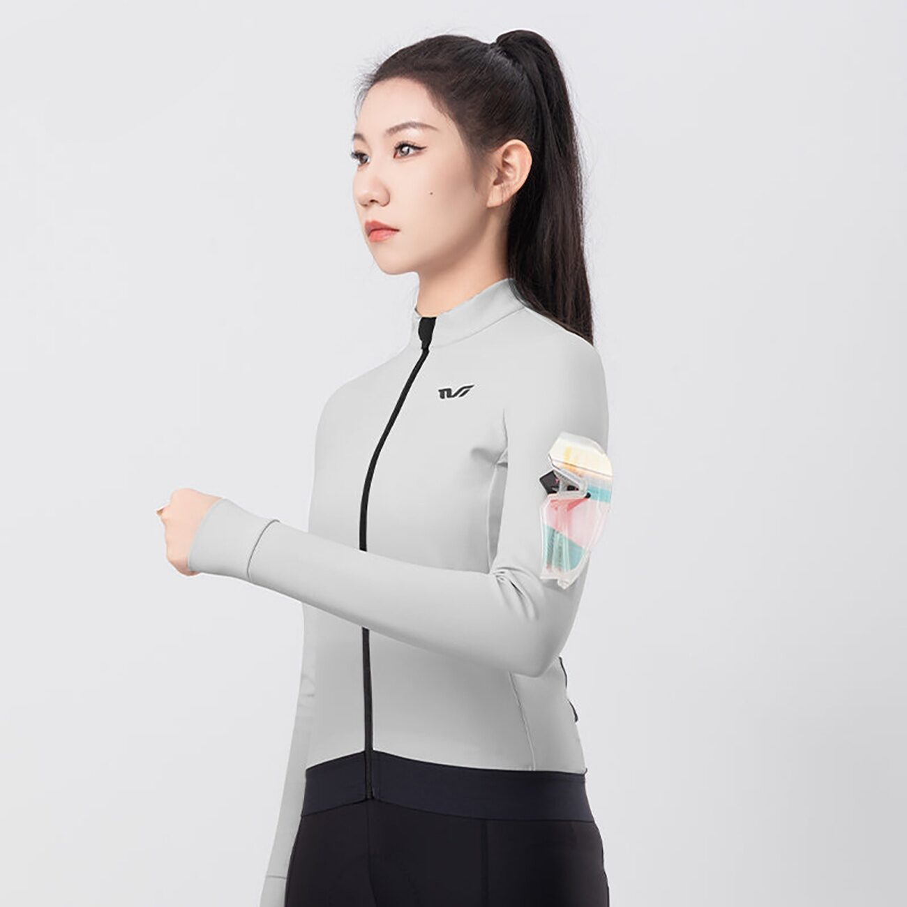 Rockbros YDWT006 TVI women's cycling jersey insulated autumn/winter S - white and gray - imagine 3