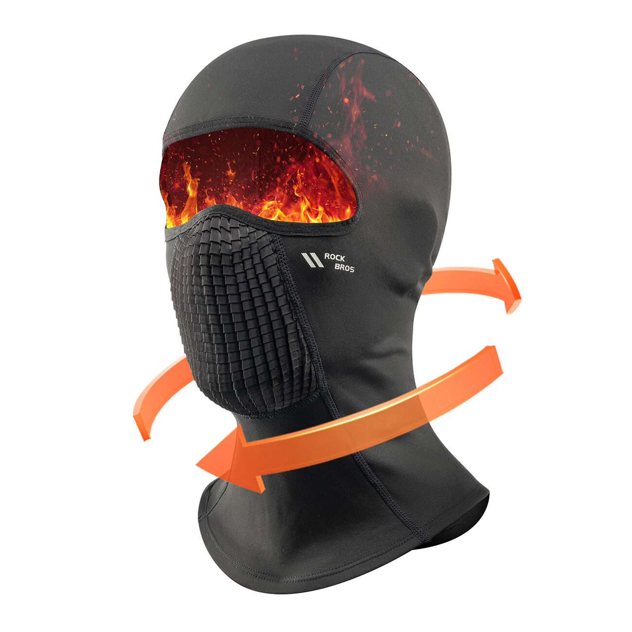 Rockbros LF25699 Fleece Bicycle Balaclava - Black - imagine 3