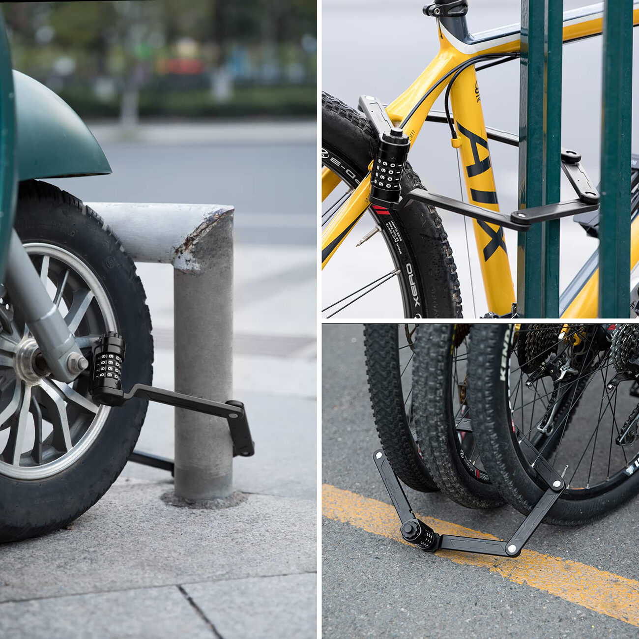 Rockbros LFCXR0085 Folding Bike Lock with Combination - Black - imagine 4