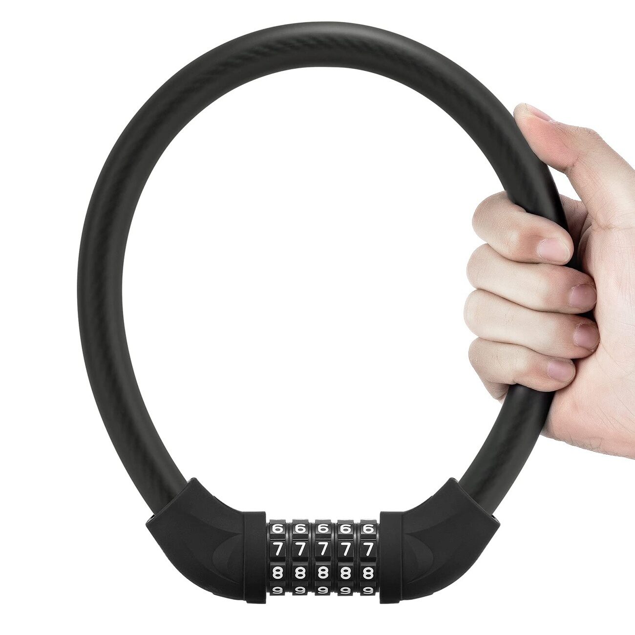 Rockbros RKS870-BK bicycle lock with code, steel cable, 85 cm - black - imagine 3